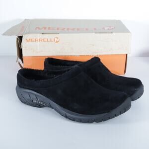 Merrell Encore Nova Crystal Slip On Clog Suede Black Leather J46830 Women Sz 10